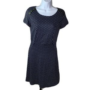 Suzanne Betro Dress Size Small Navy Blue White Polka Dots Fit and Flare NWT